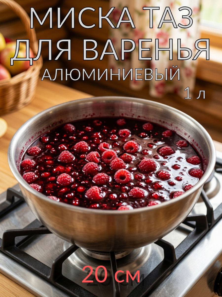 Миска (таз) алюминиевый для варенья 20 см 1 л ТМ Калитва